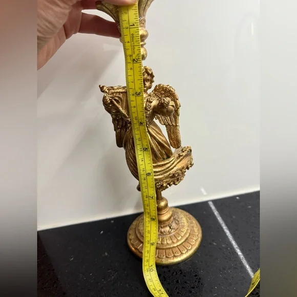 Vintage Inspired Baroque Angel‎ & Cherub Candlestick Holders Set Gilt Gold - Picture 11 of 17